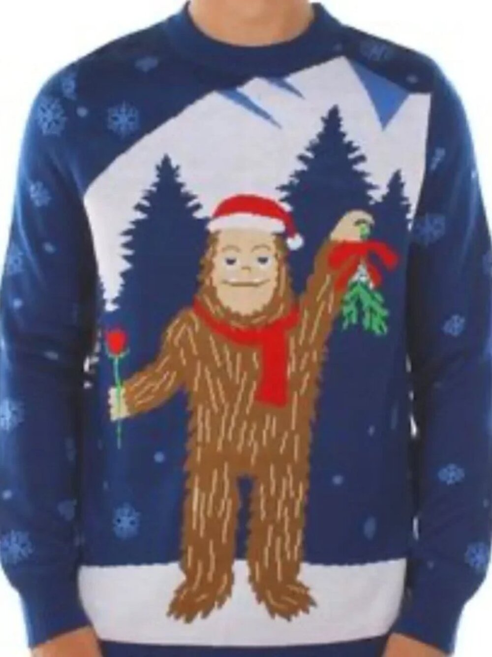 Tipsy Elves Romantic Sasquatch Mistletoe Men's Holiday Sweater - XL